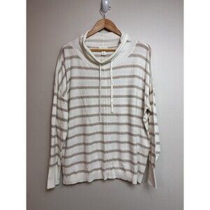 CASLON Cowl Neck Pullover Oatmeal Ivory Knit Drawstring Size 2XL Loungewear NWT